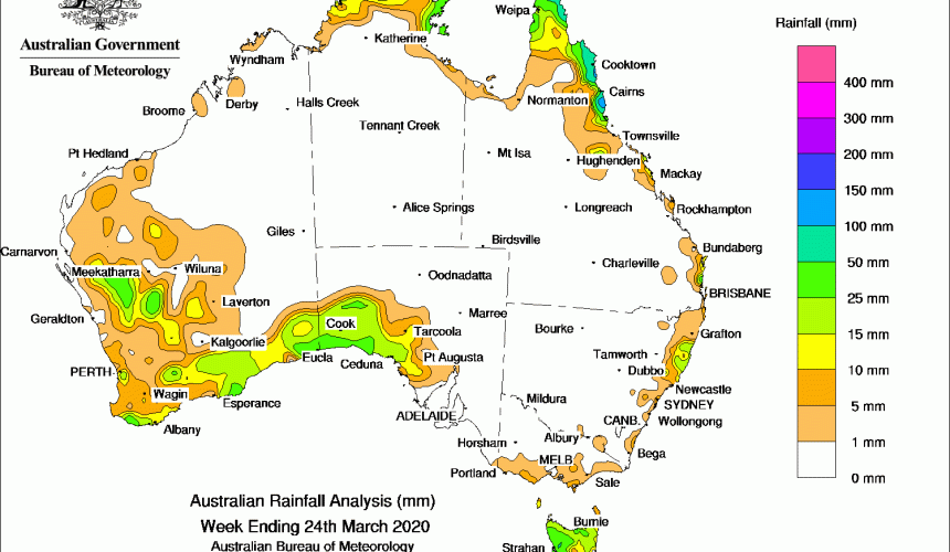 Weekly rainfall wrap + rain outlook, 25 March 2020