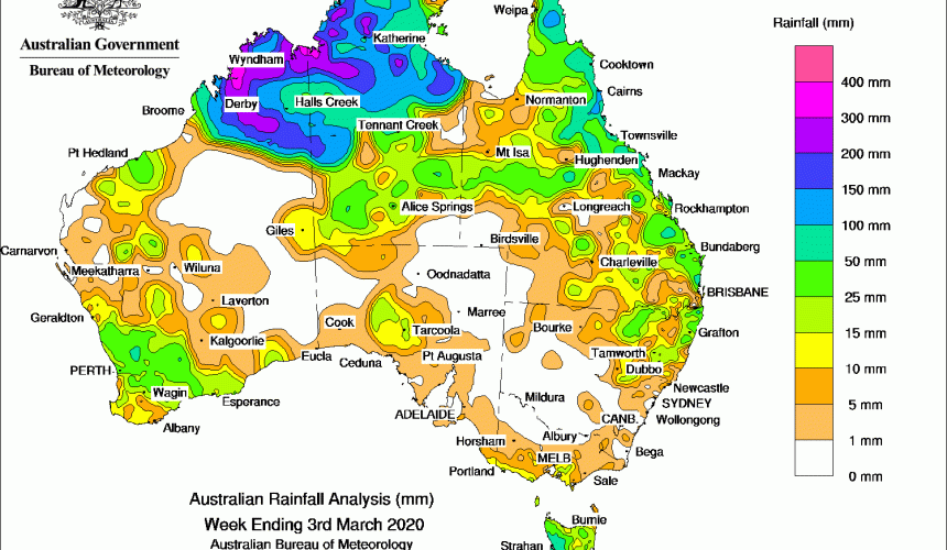 Weekly rainfall wrap + rain outlook, 4 March 2020