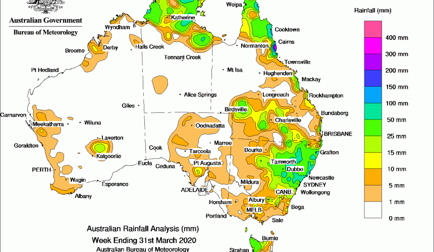 Weekly rainfall wrap + rain outlook, 1 Apr 2020