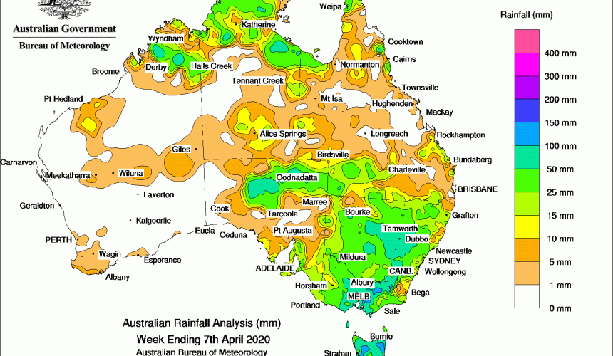 Weekly rainfall wrap + rain outlook, 8 Apr 2020