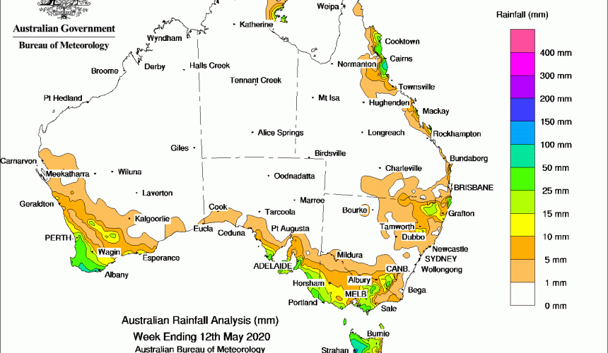 Weekly rainfall wrap + rain outlook, 13 May 2020