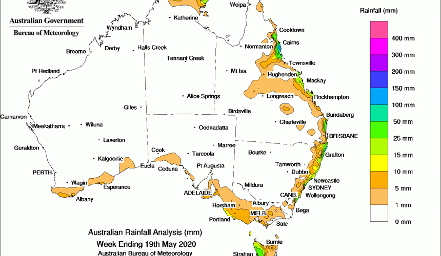 Weekly rainfall wrap + rain outlook, 27 May 2020
