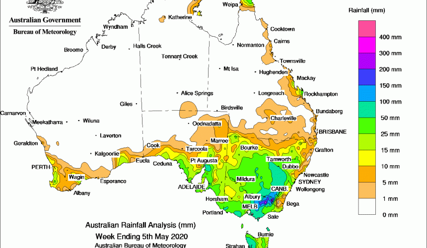 Weekly rainfall wrap + rain outlook, 6 May 2020