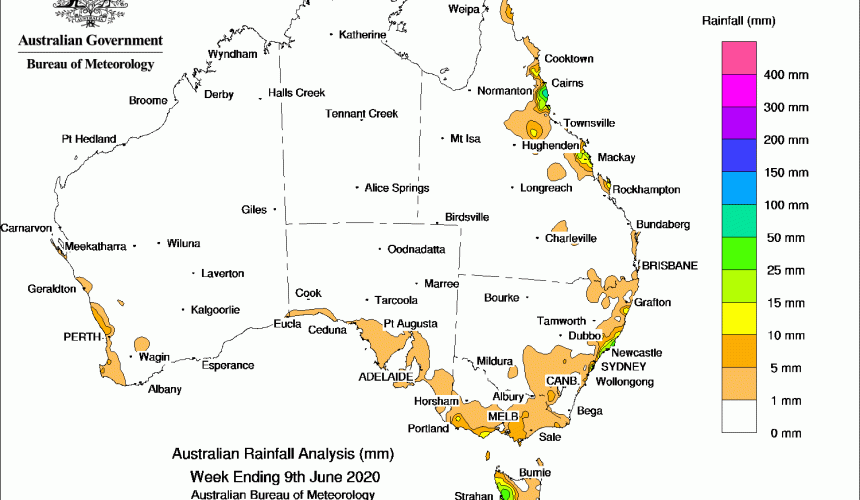 Weekly rainfall wrap + rain outlook, 10 June 2020