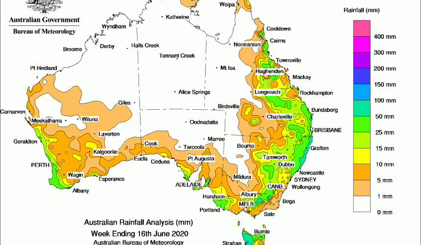 Weekly rainfall wrap + rain outlook, 17 June 2020