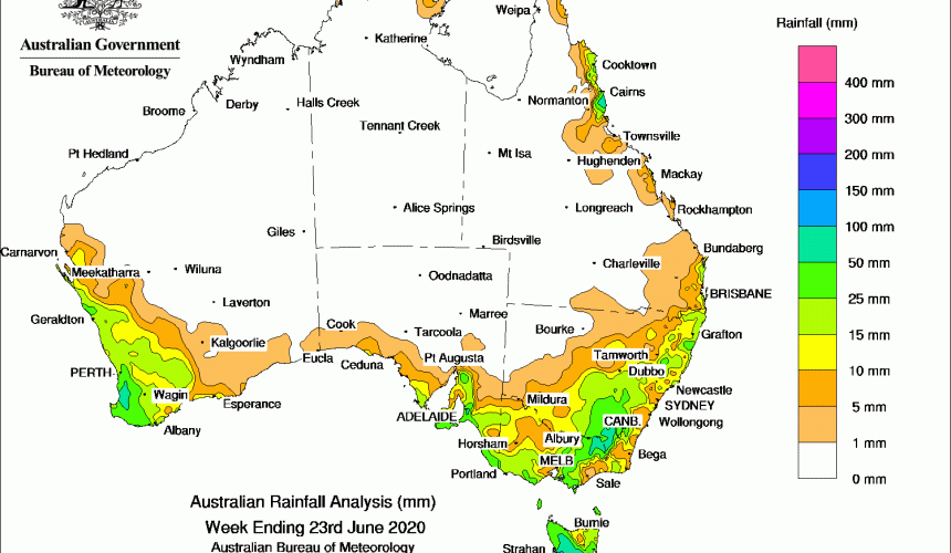 Weekly rainfall wrap + rain outlook, 24 June 2020