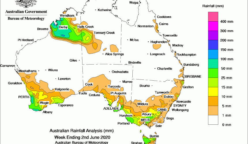 Weekly rainfall wrap + rain outlook, 3 June 2020