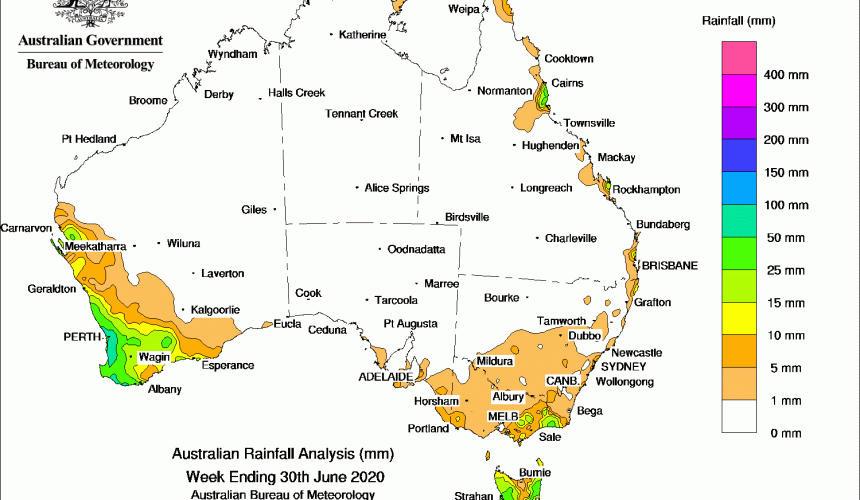 Weekly rainfall wrap + rain outlook, 1 July 2020
