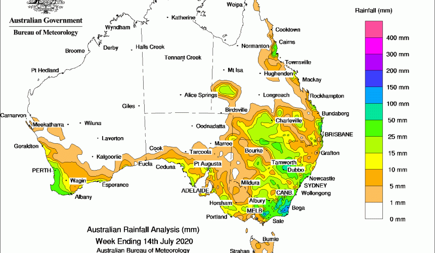Weekly rainfall wrap + rain outlook, 15 July 2020