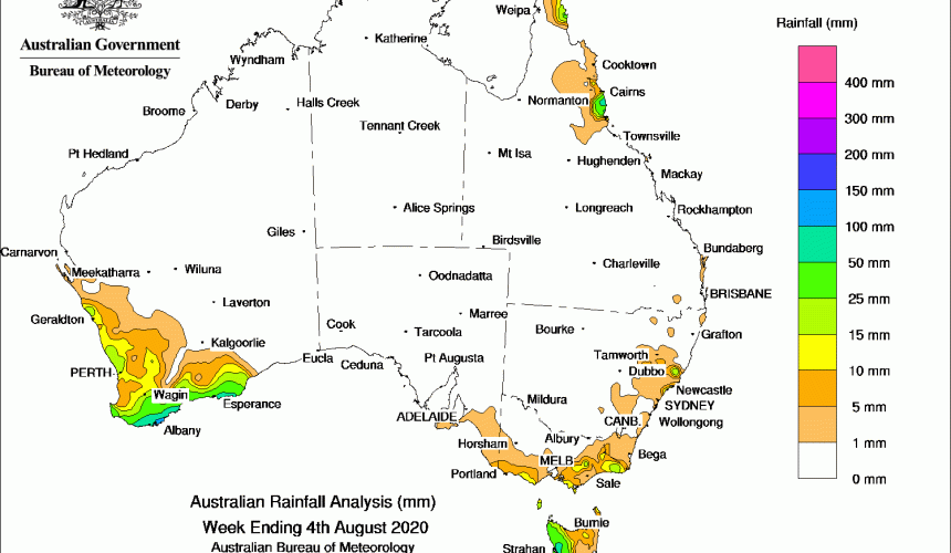 Weekly rainfall wrap + rain outlook, 5 August