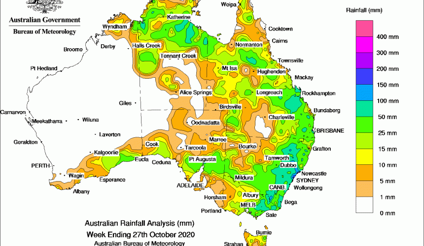 Weekly rainfall wrap + rain outlook, 28 Oct 2020