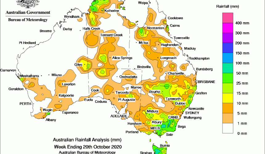 Weekly rainfall wrap + rain outlook, 21 Oct 2020