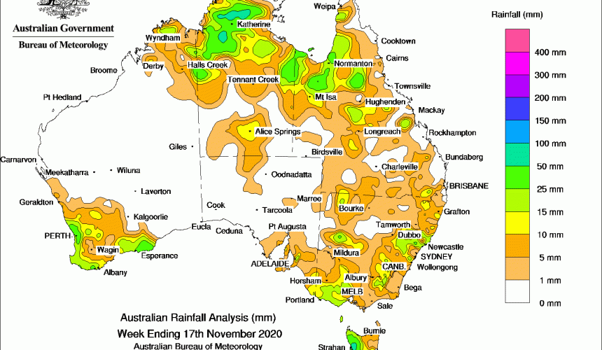 Weekly rainfall wrap + rain outlook, 18 Nov 2020