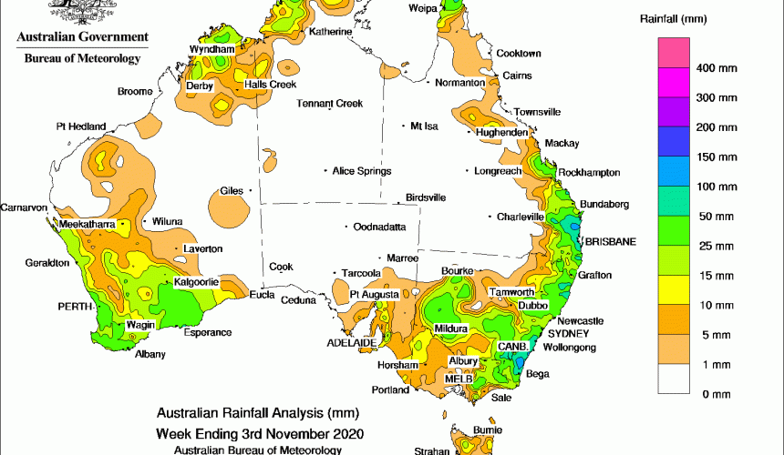 Weekly rainfall wrap + rain outlook, 4 Nov 2020