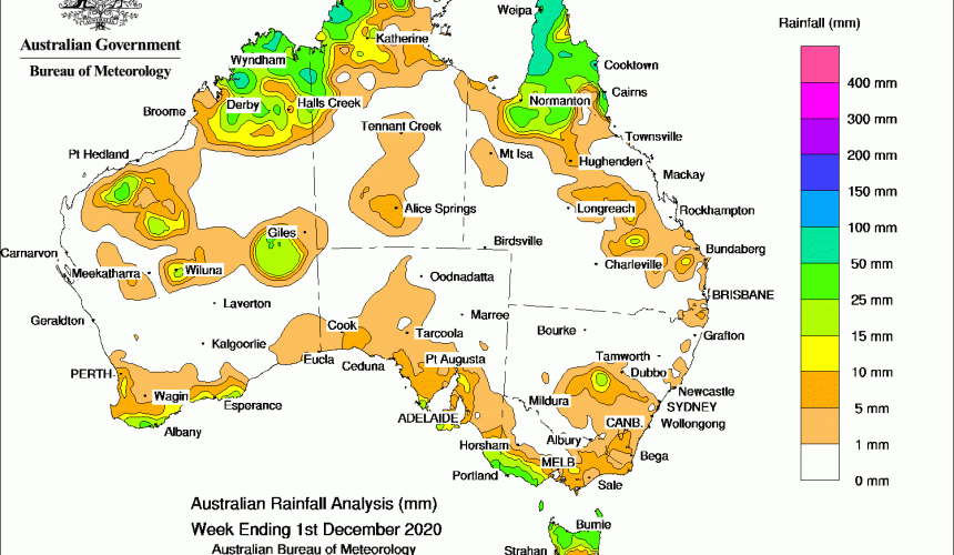 Weekly rainfall wrap + rain outlook, 2 Dec 2020