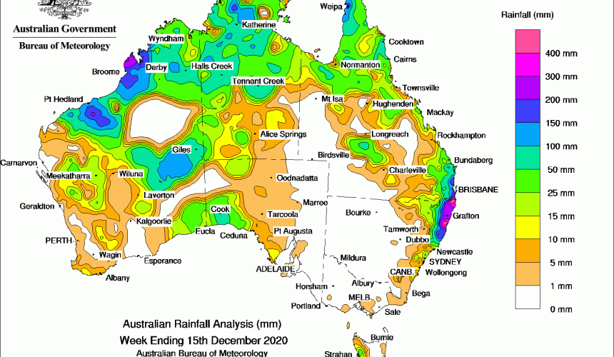 Weekly rainfall wrap + rain outlook, 16 Dec 2020