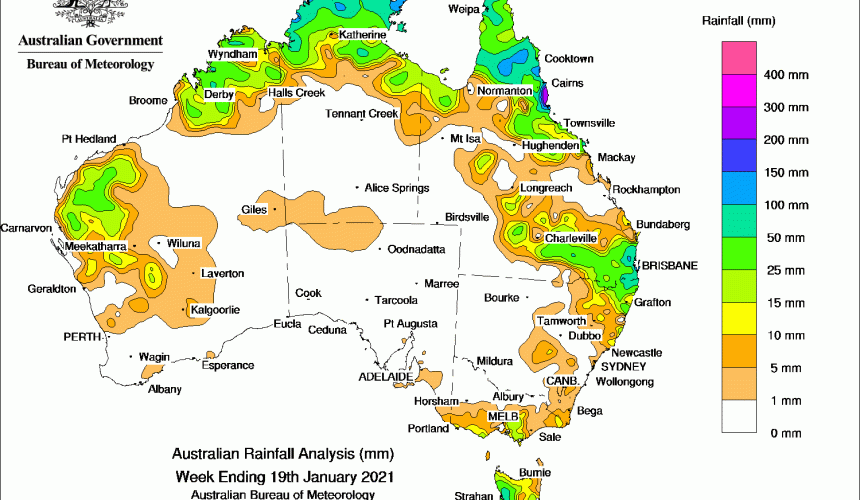 Weekly rainfall wrap + rain outlook, 20 January 2021