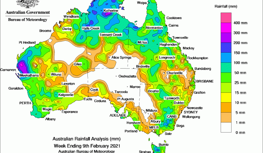 Weekly rainfall wrap + rain outlook, 10 February 2021