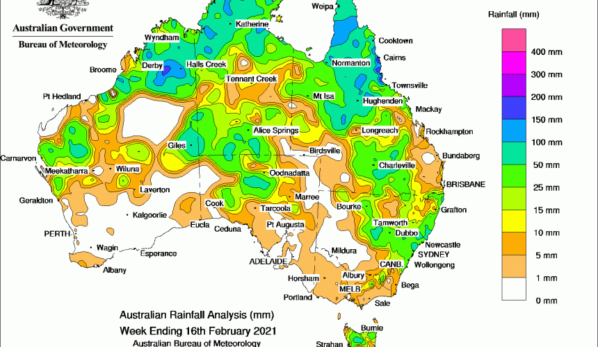 Weekly rainfall wrap + rain outlook, 17 February 2021