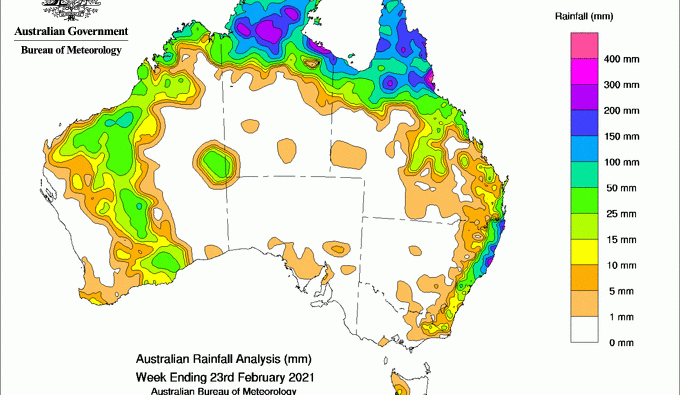 Weekly rainfall wrap + rain outlook, 24 February 2021