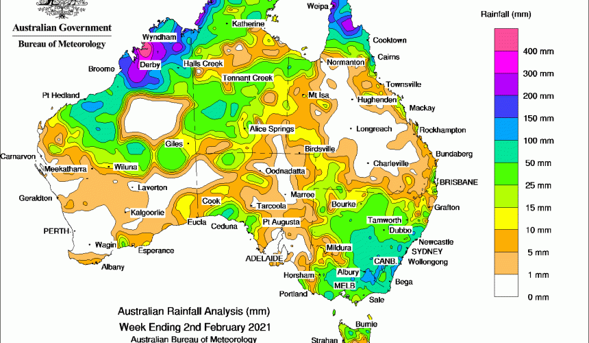 Weekly rainfall wrap + rain outlook, 3 February 2021