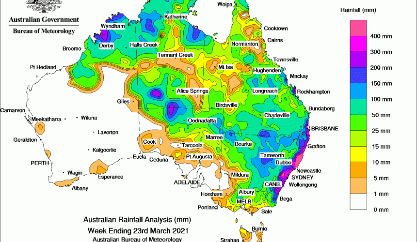 Weekly rainfall wrap + rain outlook, 24 March 2021