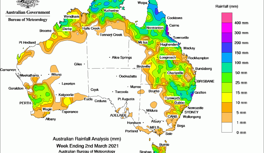 Weekly rainfall wrap + rain outlook, 3 March 2021