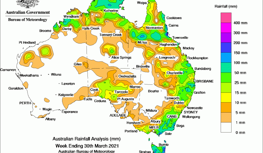 Weekly rainfall wrap + rain outlook, 31 March 2021