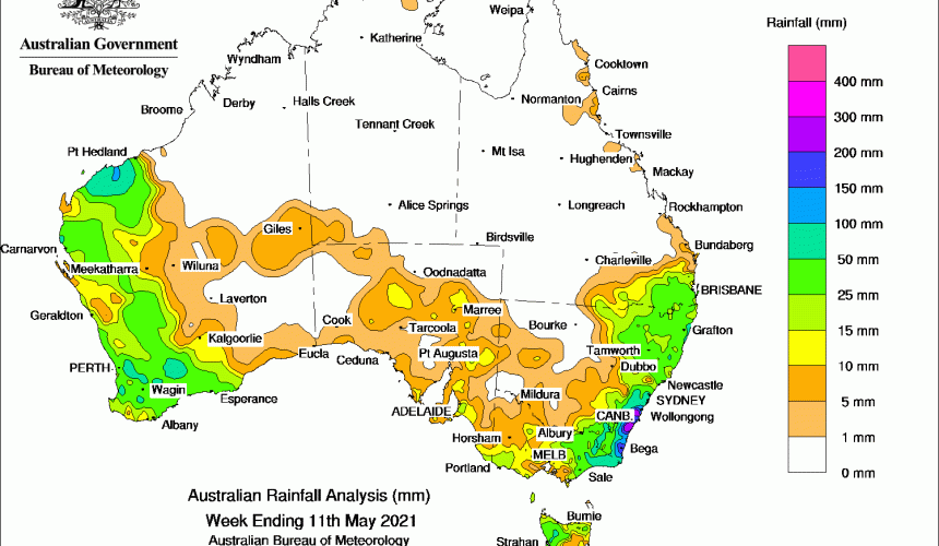 Weekly rainfall wrap + rain outlook 12 May 2021