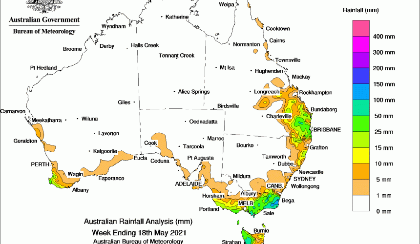 Weekly rainfall wrap + rain outlook 19 May 2021