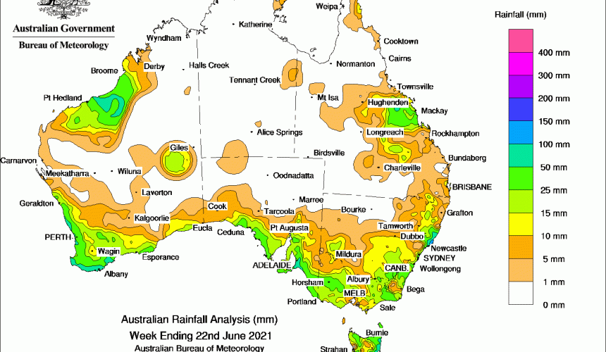 Weekly rainfall wrap + rain outlook 23 June 2021