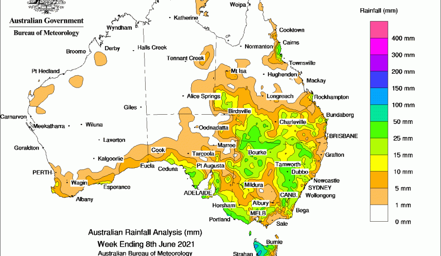Weekly rainfall wrap + rain outlook 9 June 2021