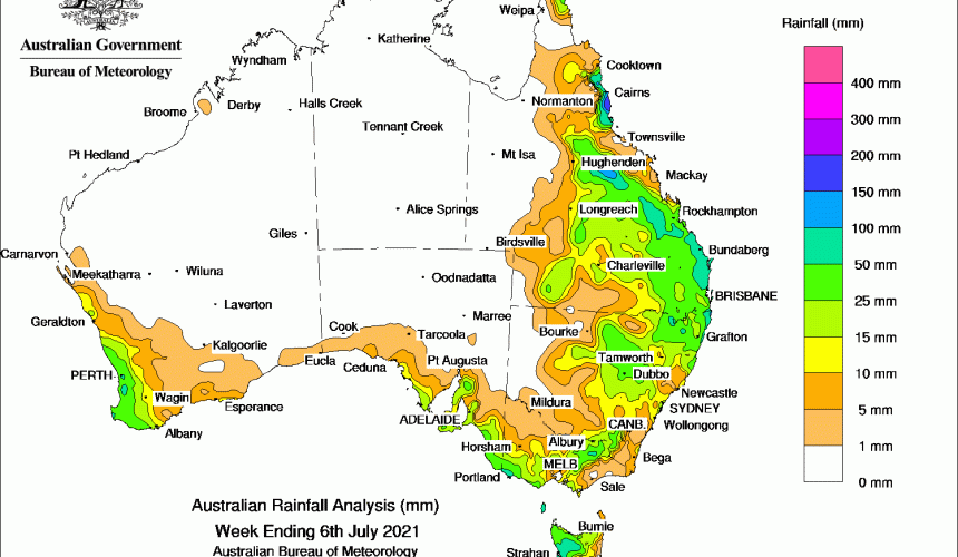 Weekly rainfall wrap + rain outlook 7 July 2021