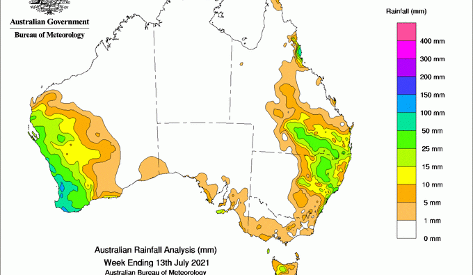 Weekly rainfall wrap + rain outlook 14 July 2021