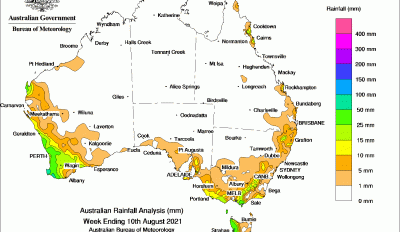 Weekly rainfall update + rain outlook 18 August 2021