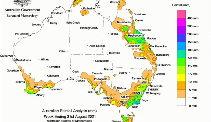 Weekly rainfall update + rain outlook 1 September 2021