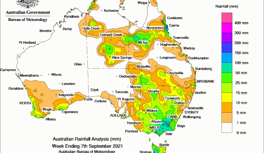 Weekly rainfall update + rain outlook 8 September 2021