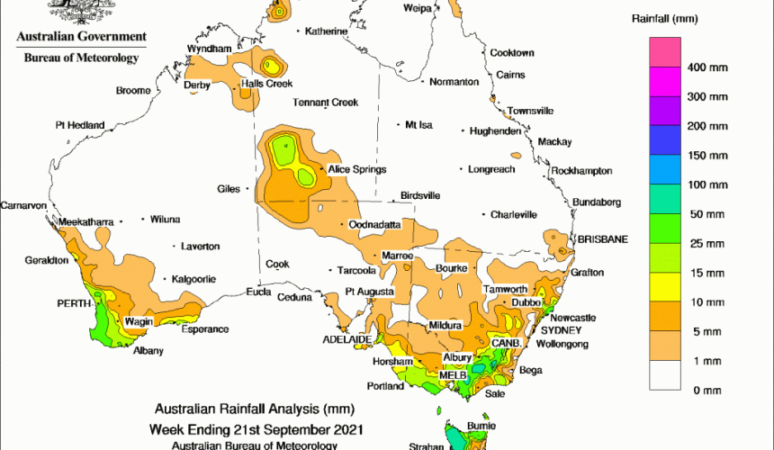 Weekly rainfall update + rain outlook 22 September 2021