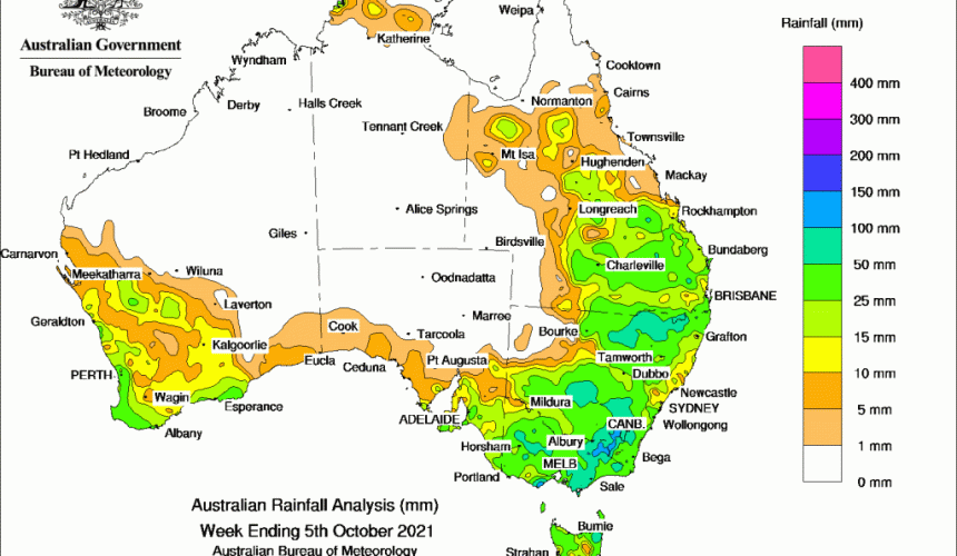 Weekly rainfall update + rain outlook 6 Oct 2021