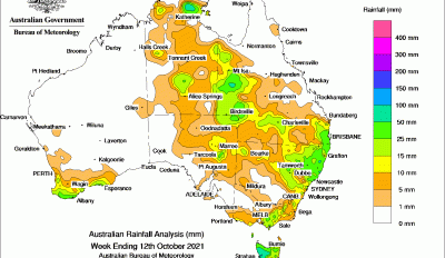 Weekly rainfall update + rain outlook 13 October 2021