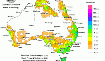 Weekly rainfall update + rain outlook 20 October 2021