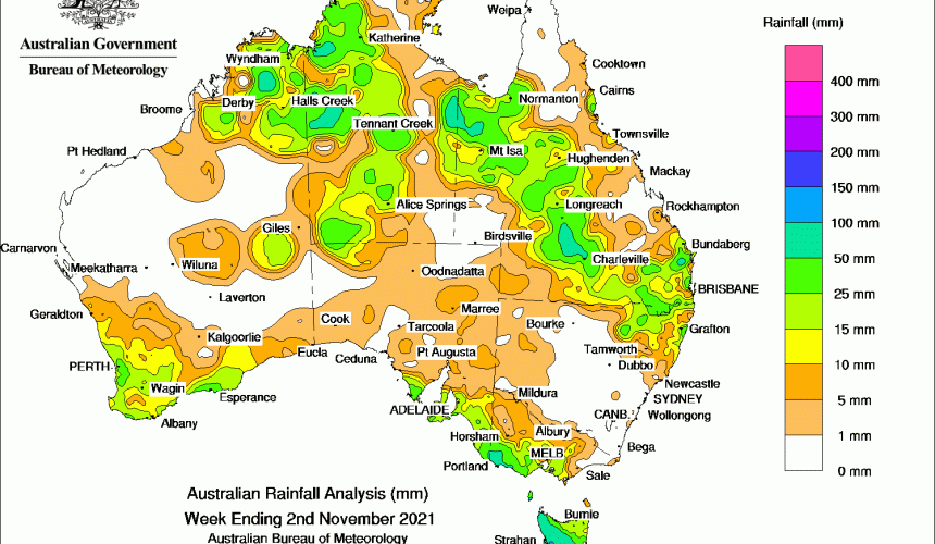 Weekly rainfall update + rain outlook 3 Nov 2021