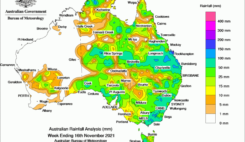 Weekly rainfall update + rain outlook 17 Nov 2021