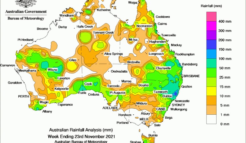 Weekly rainfall update + rain outlook 24 November 2021
