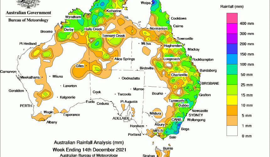 Weekly rainfall update + rain outlook 15 December 2021
