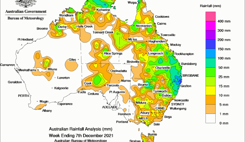 Weekly rainfall update + rain outlook 8 December 2021