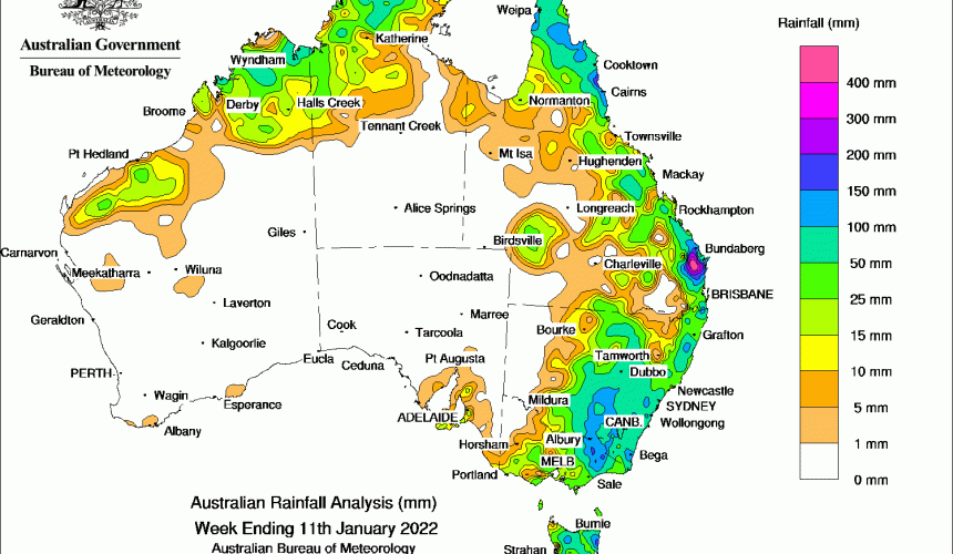 Weekly rainfall update + rain outlook 12 Jan 2022
