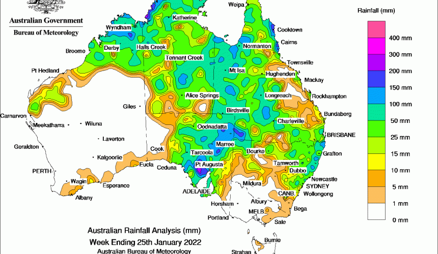 Weekly rainfall update + rain outlook 26 Jan 2022