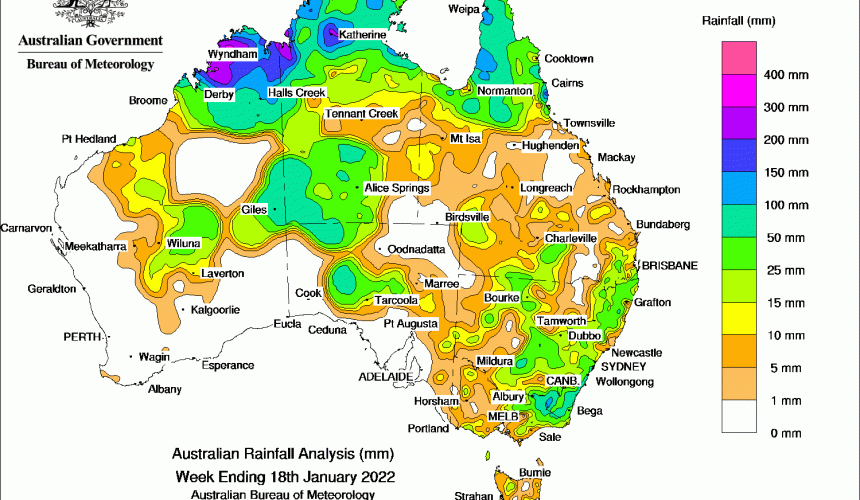 Weekly rainfall update + rain outlook 19 Jan 2022