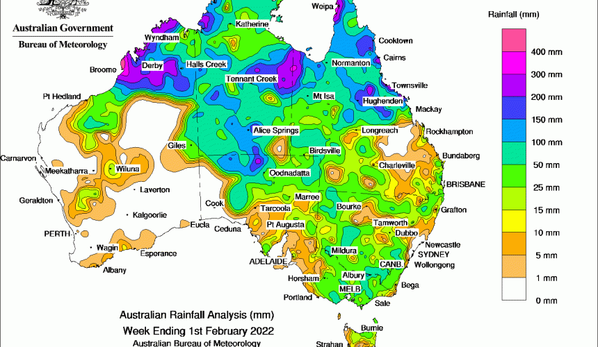 Weekly rainfall update + rain outlook 2 Feb 2022